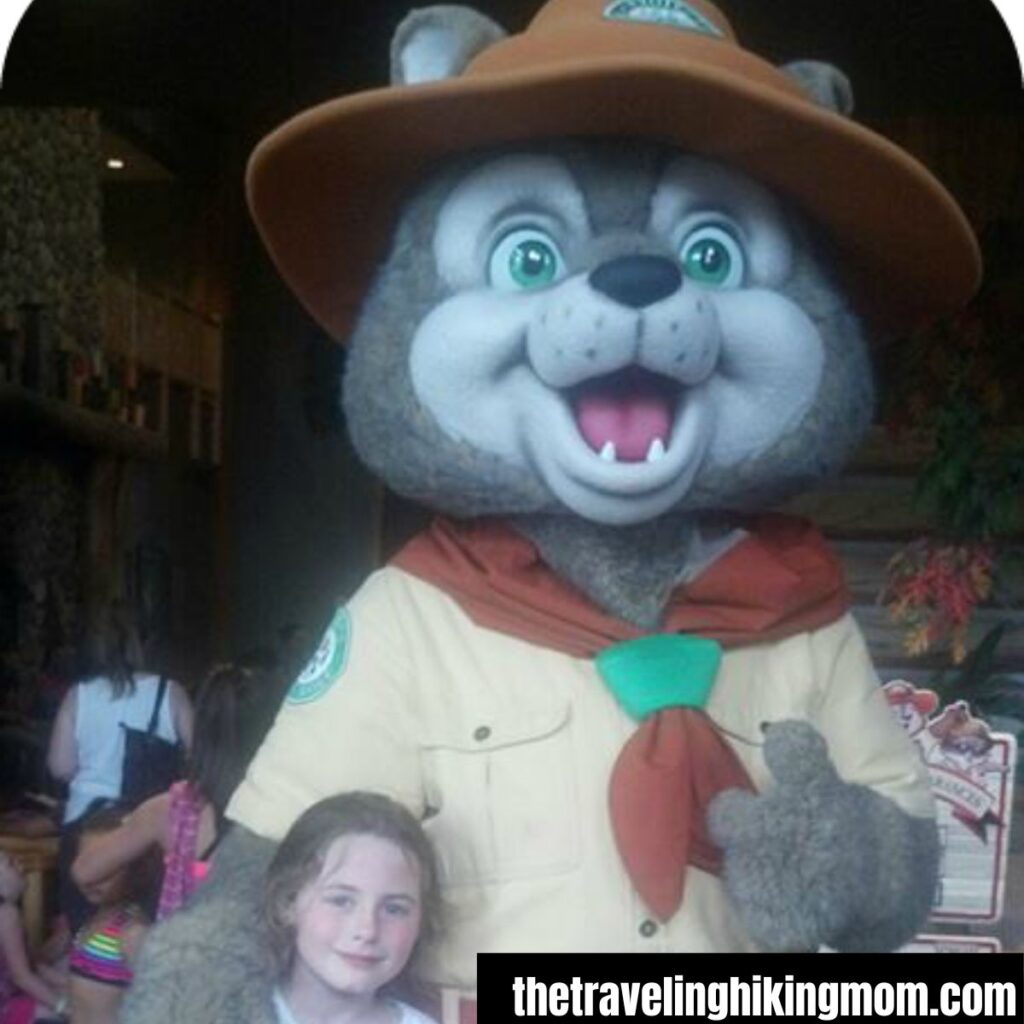 Kylie with great wolf lodge character