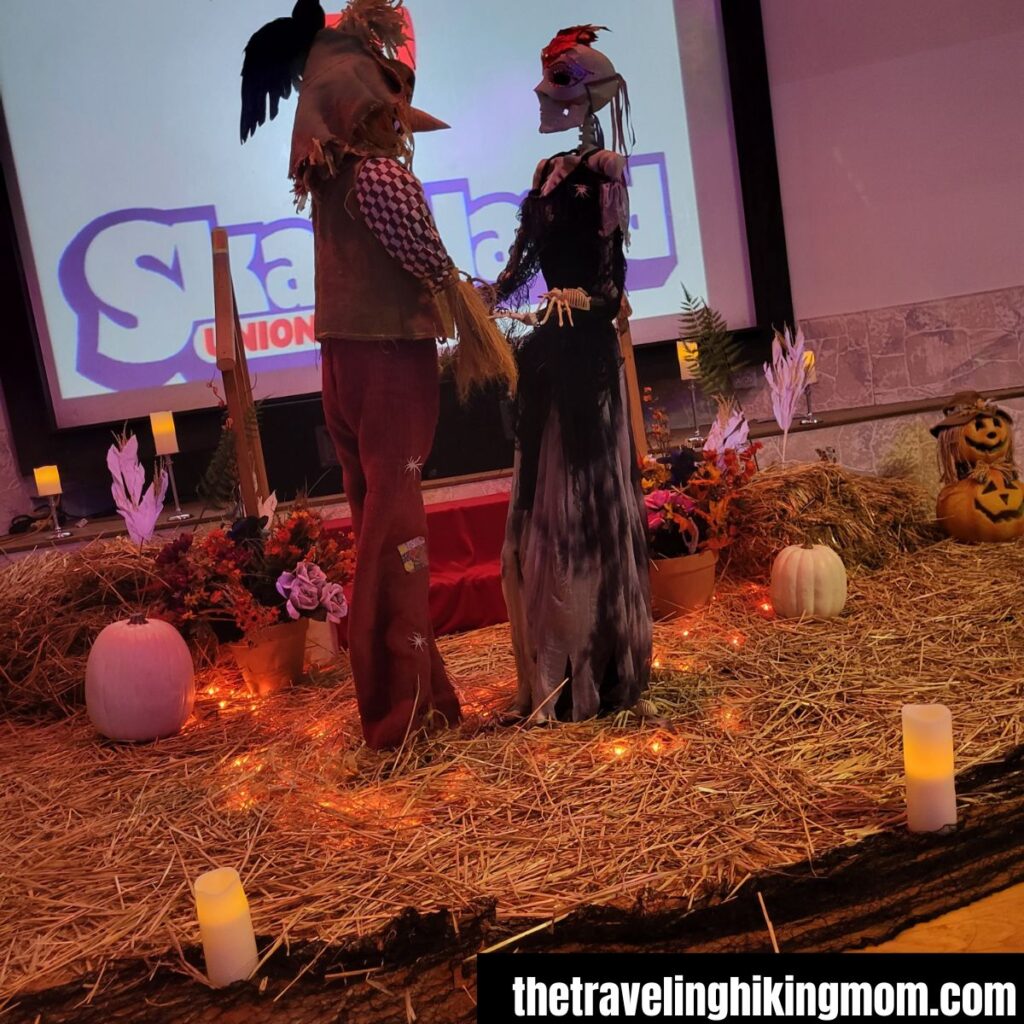 Skelletons on a stage at Skateland In Union Gap WA
