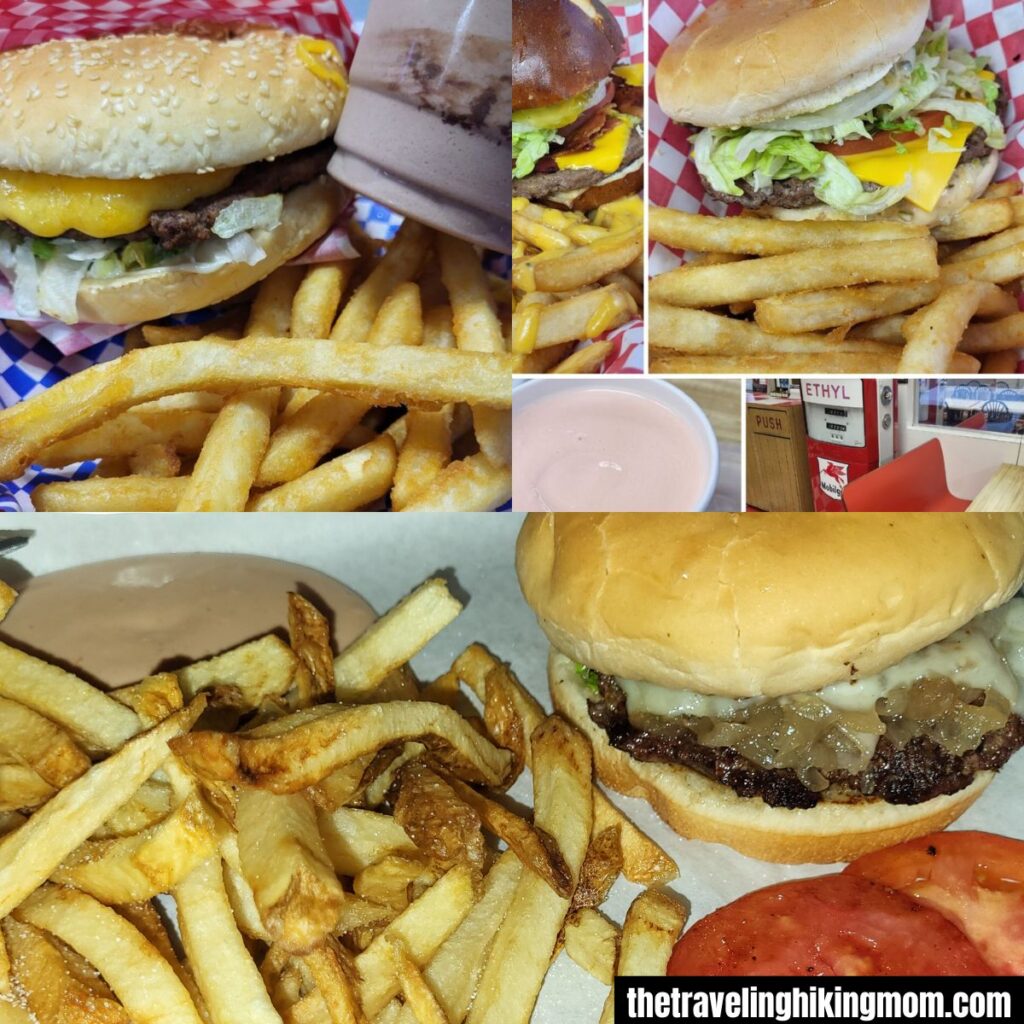 collage with majors burgers, peppermint drive in, and old town pump